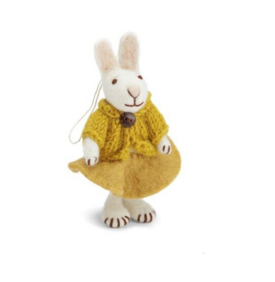 Small Bunny - White bunny with Ochre skirt + Jacket