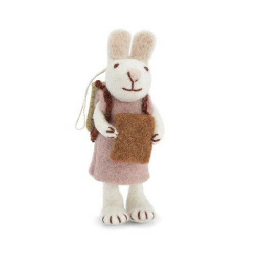 Small Bunny - White bunny with Lavender Dress + Book