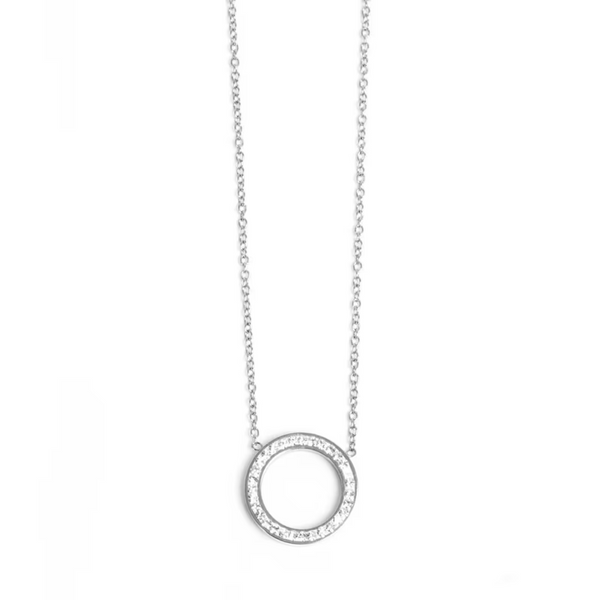 Crystal Circle Necklace - Silver