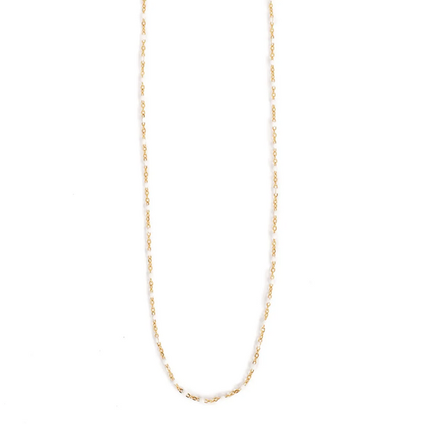 Pure Steel 14K Gold Enamel Necklace - White