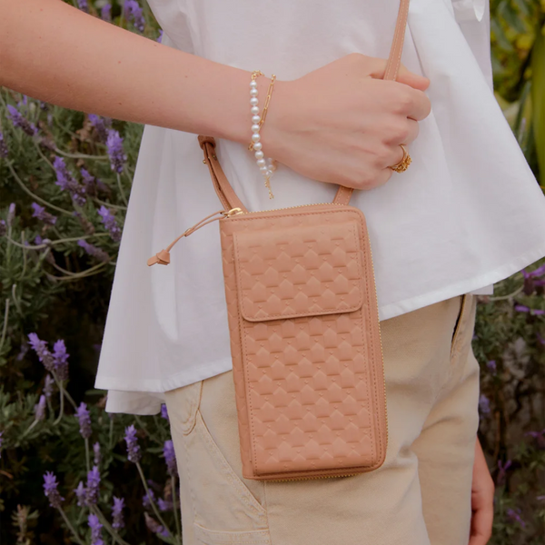 Karen Walker Monogram phone wallet Camel – The Urban Studio