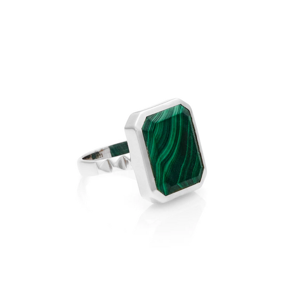 Athena Ring - Green Malachite + Silver