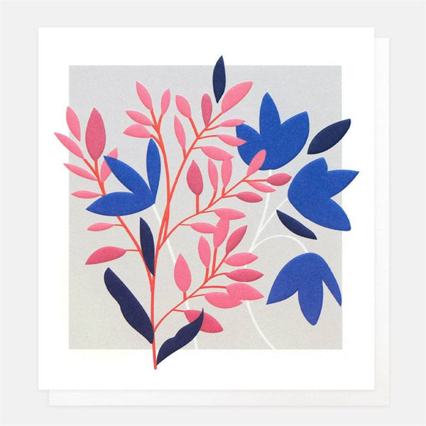 Blue + Pink Floral Card