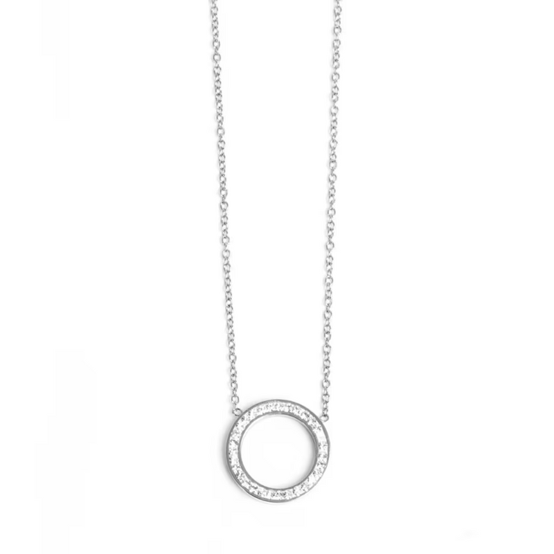 Crystal Circle Necklace - Silver