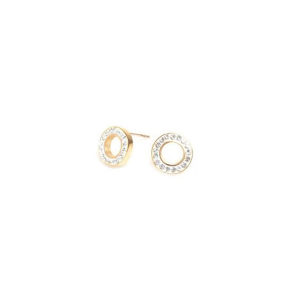 Crystal circle earrings - Gold