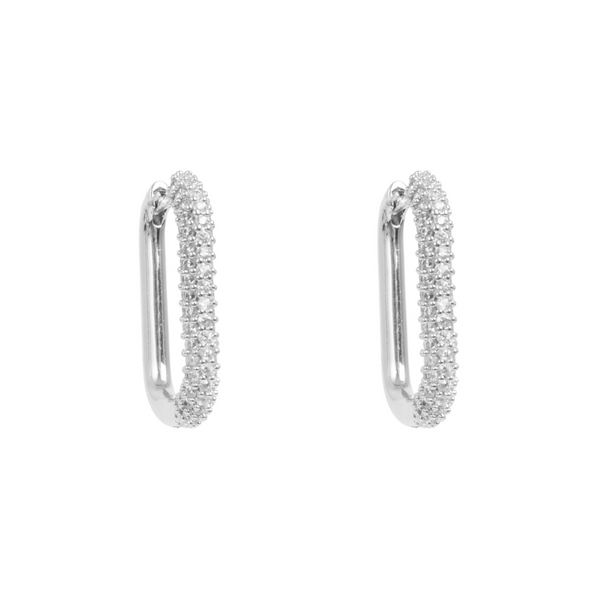 Oval Hoop Earrings - Silver