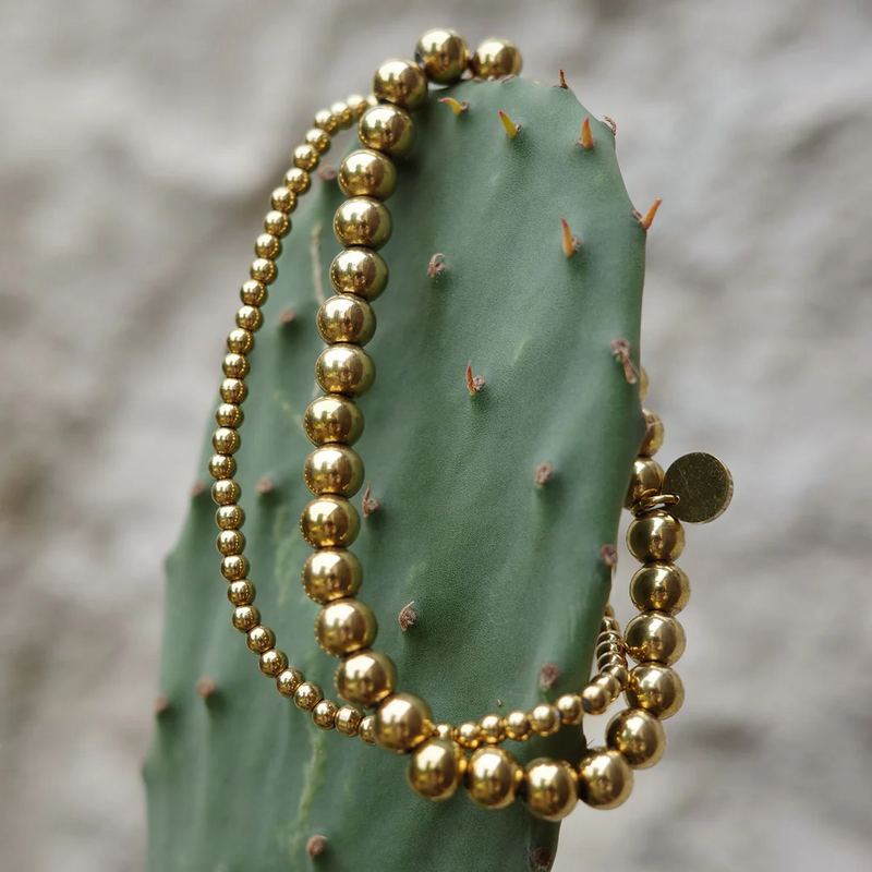Pure Steel Bead Bracelet - Gold