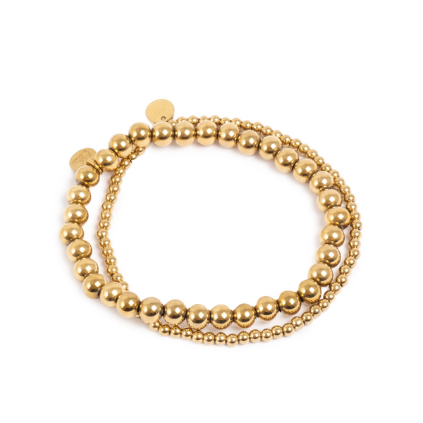 Pure Steel Bead Bracelet - Gold
