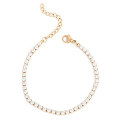 Pure Steel Chain Bracelet - Gold + cubic zirconia