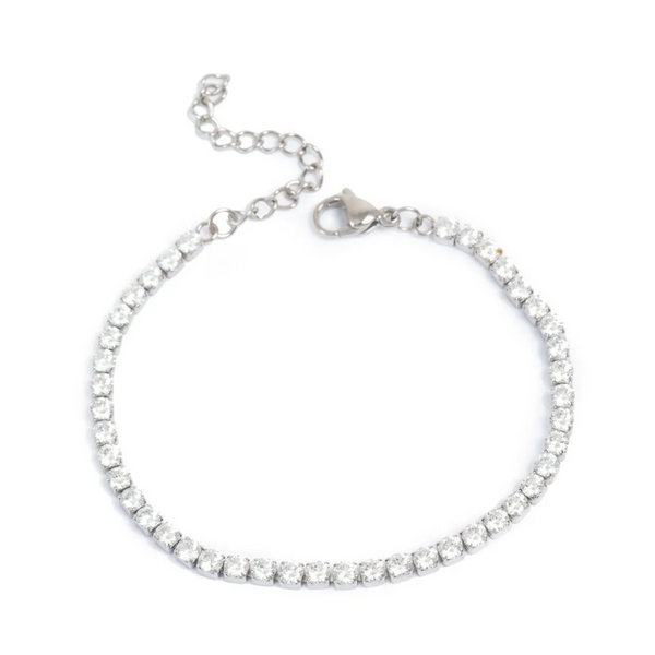 Pure Steel Chain Bracelet - Silver + cubic zirconia