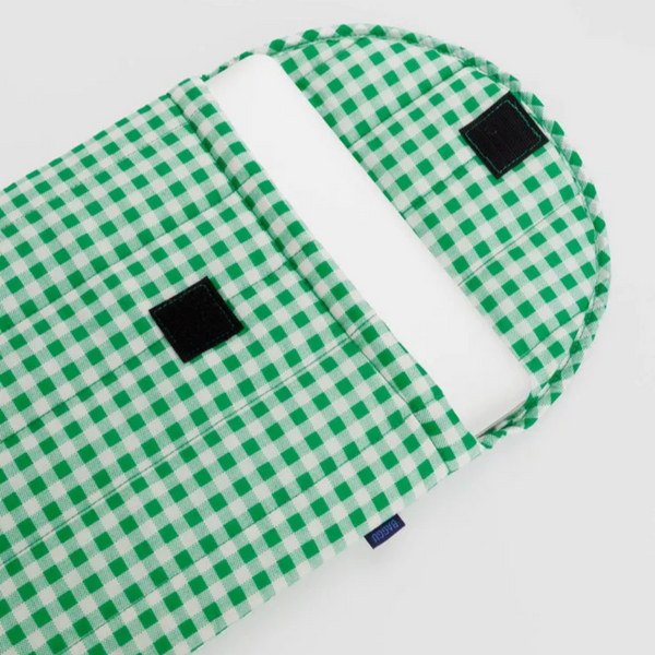 Puffy Laptop Sleeve 16" - Green Gingham