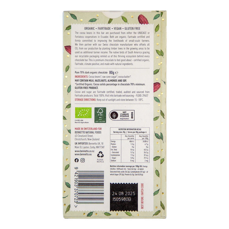 70% Organic Dark Chocolate