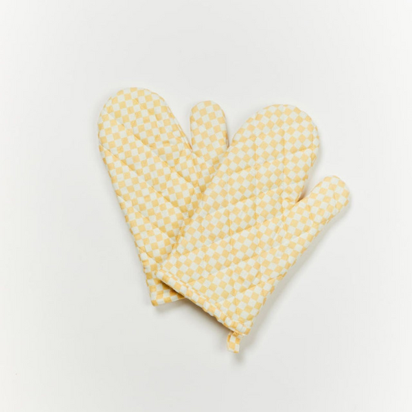 Oven Gloves Tiny Checkers Peach - Set of 2