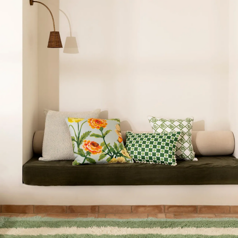 Shell Check Green Cushion - 60cm x 40cm