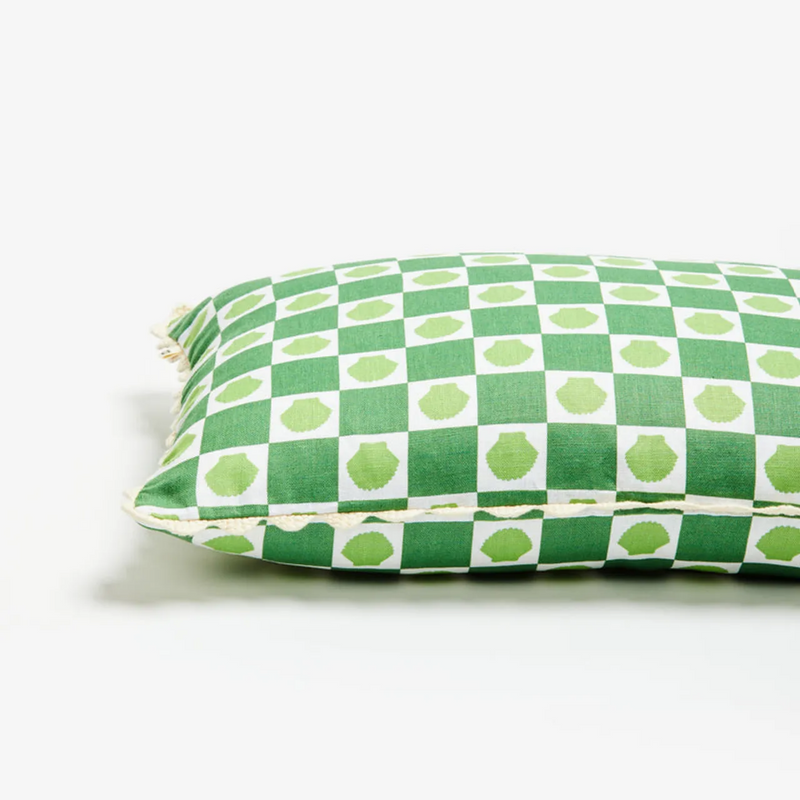 Shell Check Green Cushion - 60cm x 40cm