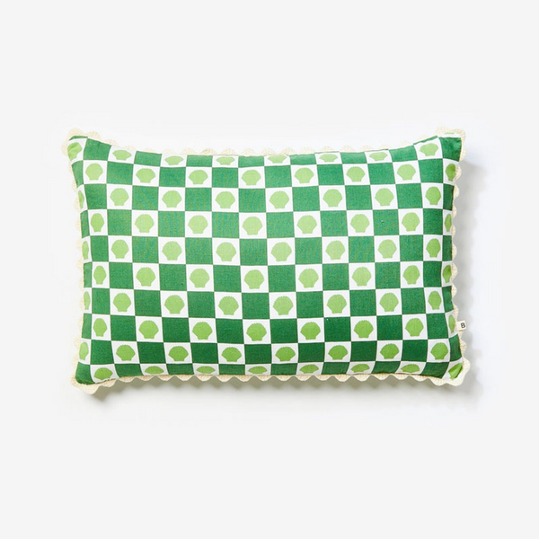 Shell Check Green Cushion - 60cm x 40cm