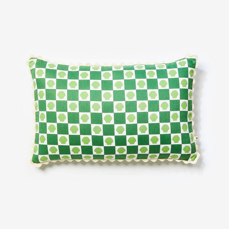 Shell Check Green Cushion - 60cm x 40cm