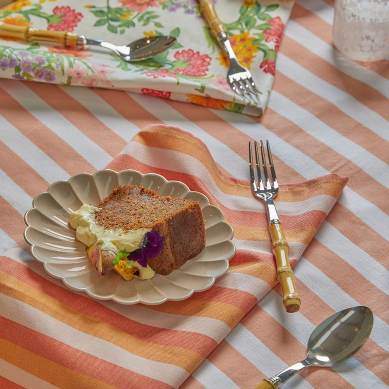 Table Cloth - Woven Stripe Pink