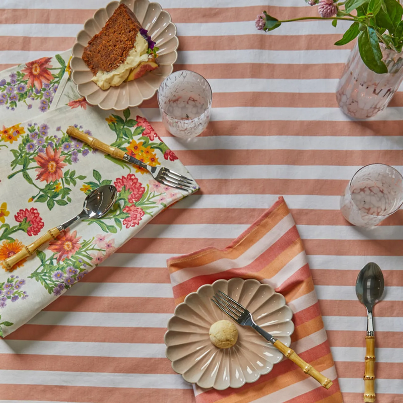 Table Cloth - Woven Stripe Pink