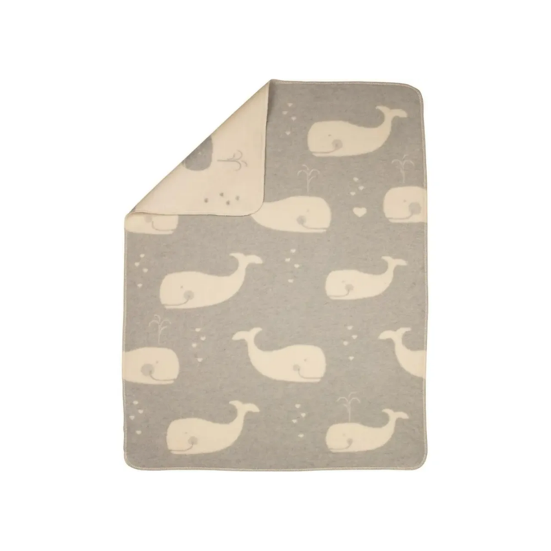 Baby Blanket Whales all over - Grey