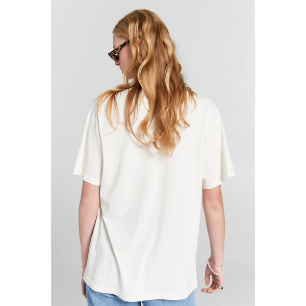Embroidered Runaway Girl Classic Organic Cotton T-shirt - Ecru