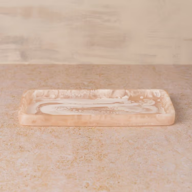 Flow Resin Bathroom Caddy/Tray - Peach Blush