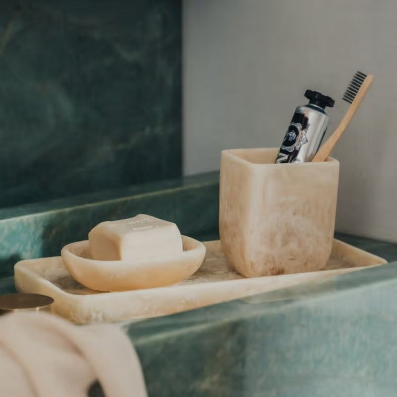 Flow Resin Bathroom Caddy/Tray - Peach Blush