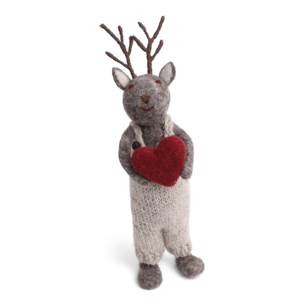 Big Grey Boy Deer with Heart