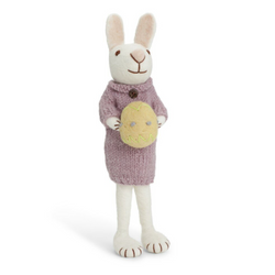 Big Bunny - White Bunny with Purple Dress + yellow egg
