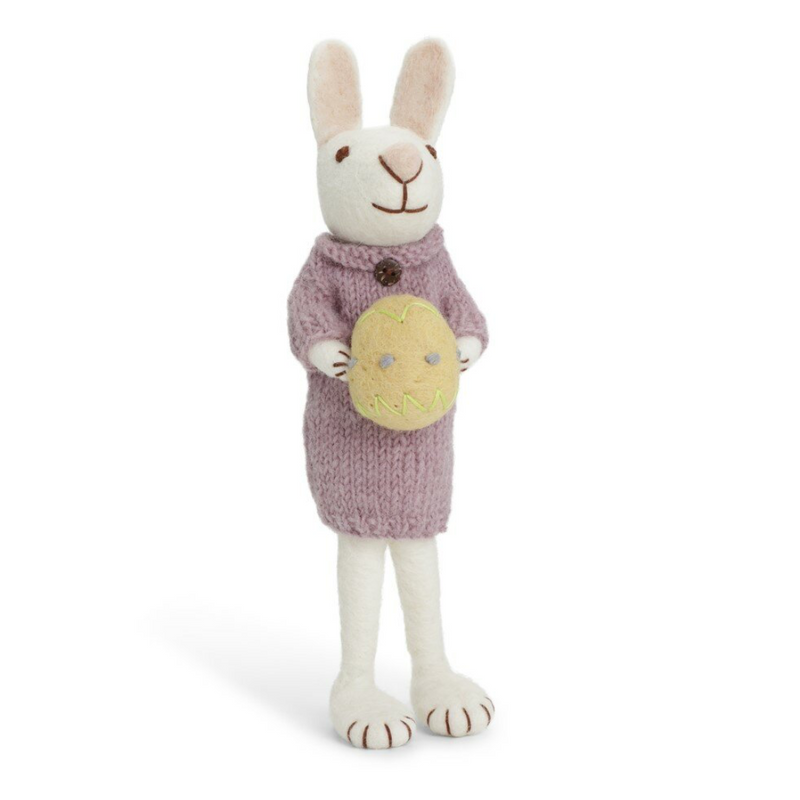 Big Bunny - White Bunny with Purple Dress + yellow egg