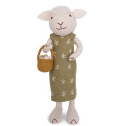 Big Sheep - White Sheep with Green Dress + Basket
