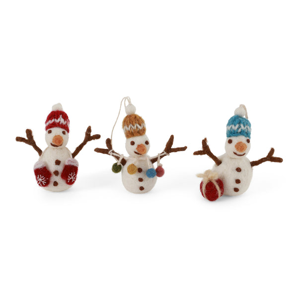 Snowman with Knitted Hats - Set of 3