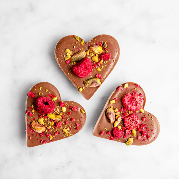 Pistachio and Freeze Dried Raspberry Milk Chocolate Heart