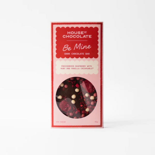 Raspberry with Ruby + White Chocolate Crisp pearls Dark Chocolate