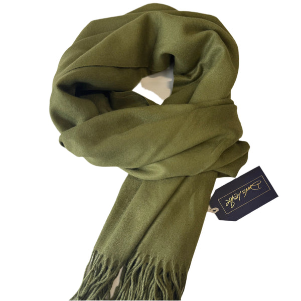 Classic Cashmere Scarf - Olive Green