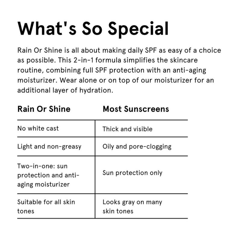 Rain or Shine Daily Moisturising Sunscreen Spf 50+ Unscented