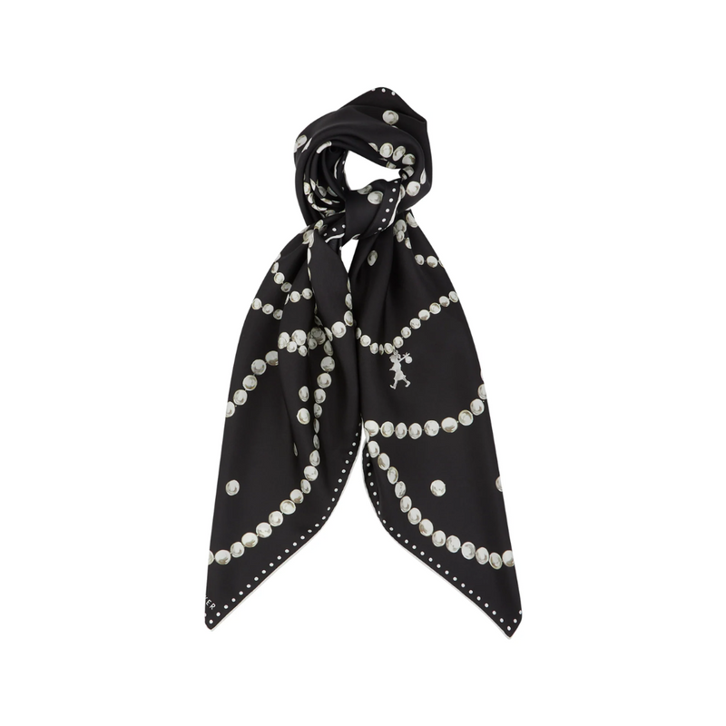 Runaway Pearls Classic Silk Scarf - Black