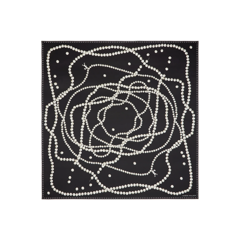 Runaway Pearls Classic Silk Scarf - Black