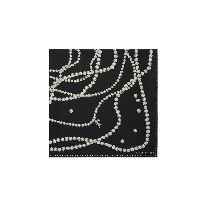 Runaway Pearls Classic Silk Scarf - Black
