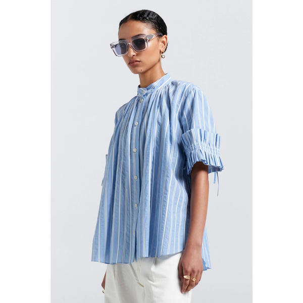 Floret Ruffle Shirt - Blue