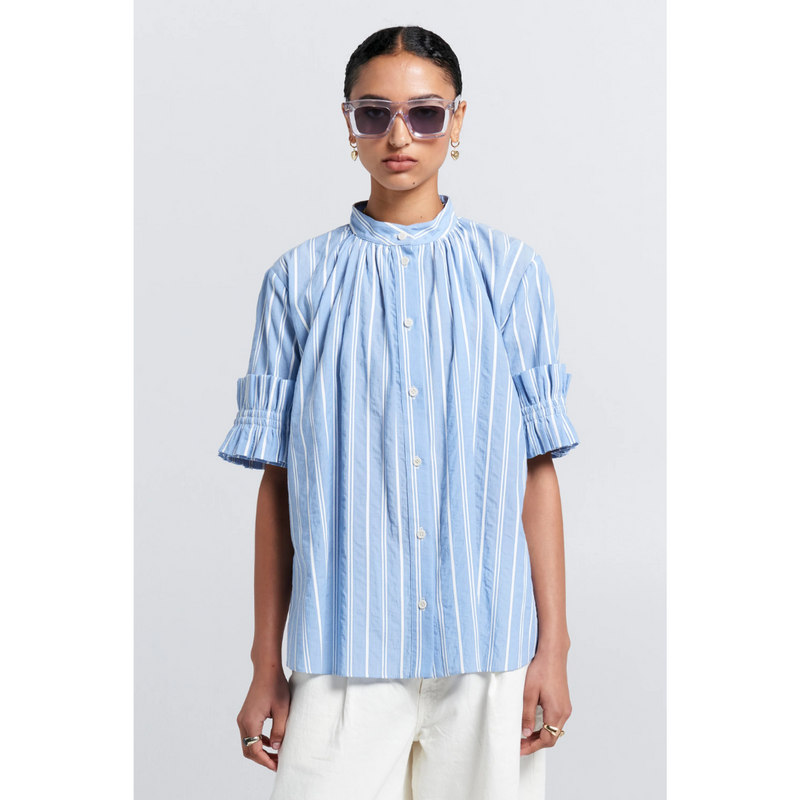 Floret Ruffle Shirt - Blue