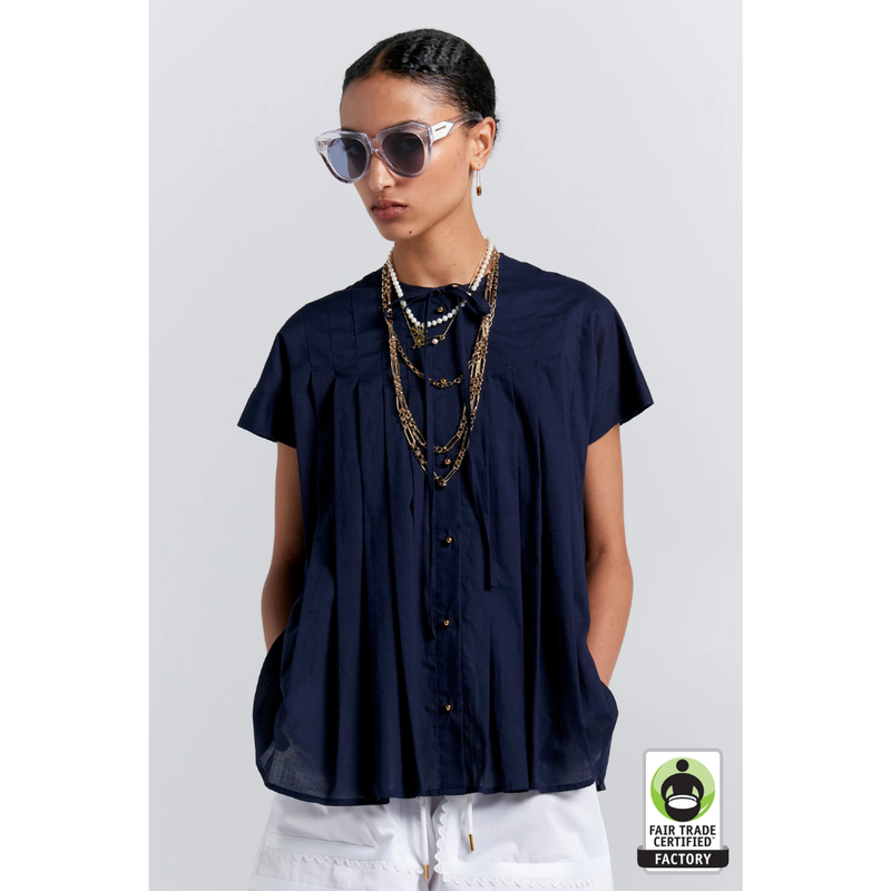 Furrow Sleeveless Shirt - Navy