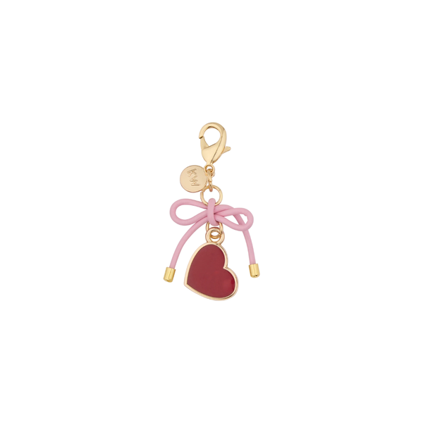 Heart Charm - Gold + Red