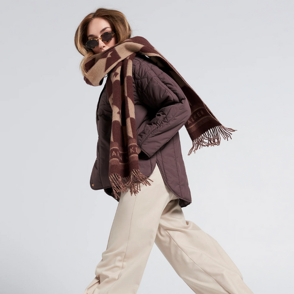 Monogram Jacquard Scarf - Mahogany + Tan
