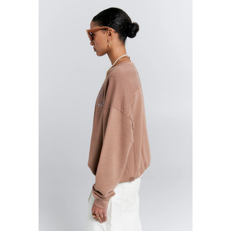 Runaway College Organic Cotton Crewneck Sweatshirt - Taupe
