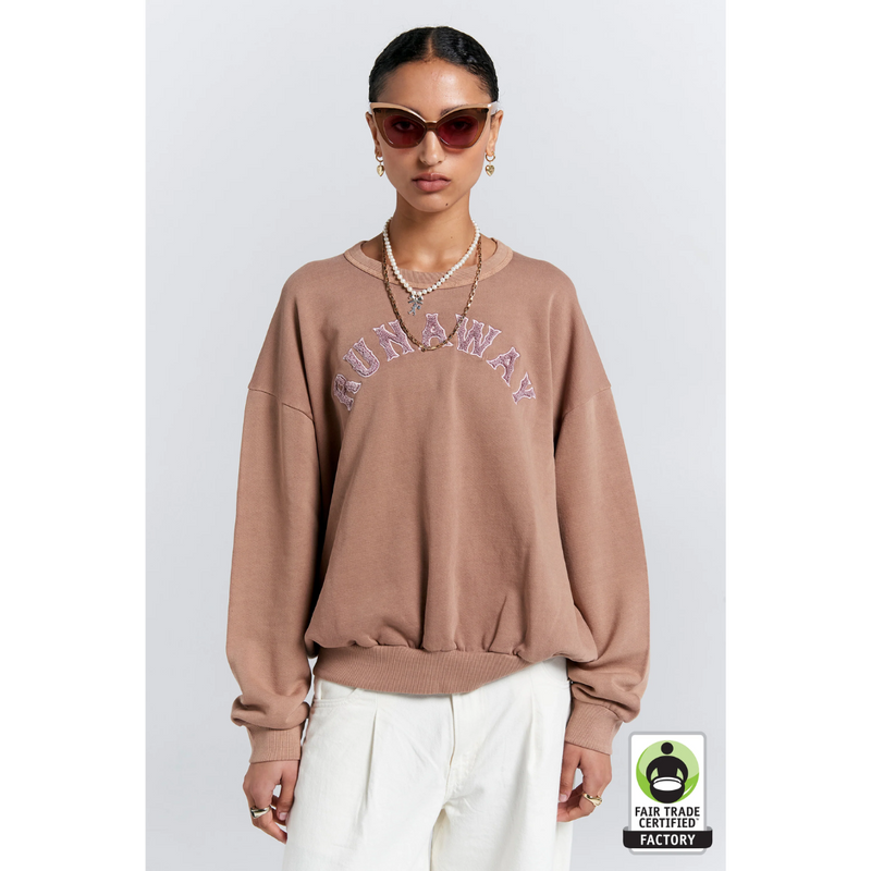 Runaway College Organic Cotton Crewneck Sweatshirt - Taupe