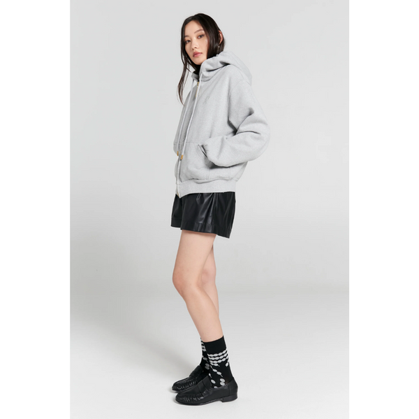 Runaway Girl Cropped Oversized Hoodie - Grey