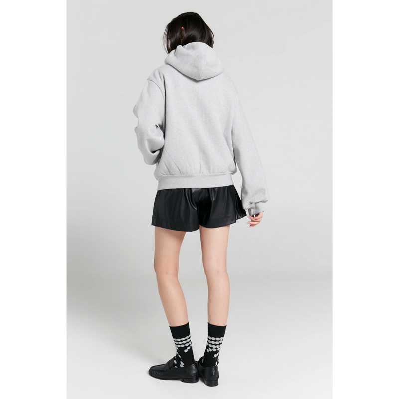 Runaway Girl Cropped Oversized Hoodie - Grey