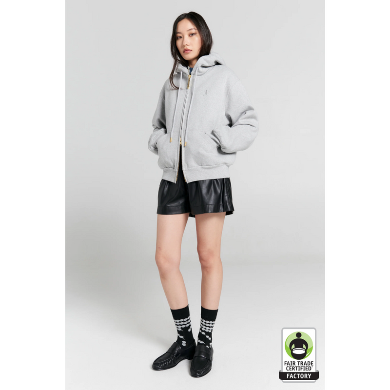 Runaway Girl Cropped Oversized Hoodie - Grey