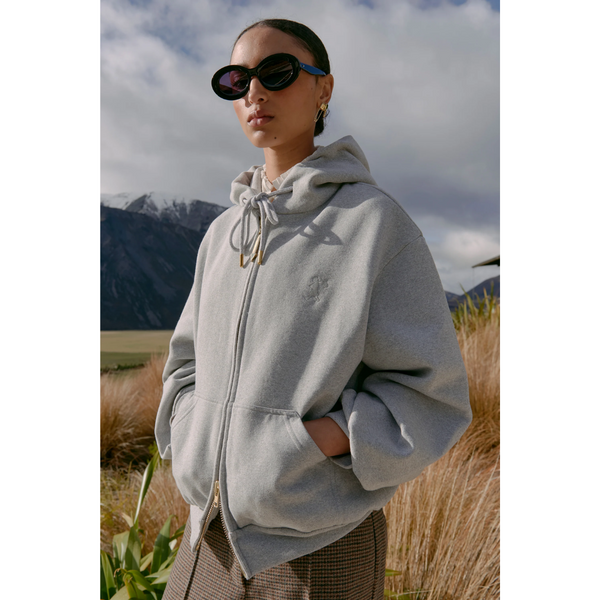 Runaway Girl Cropped Oversized Hoodie - Grey